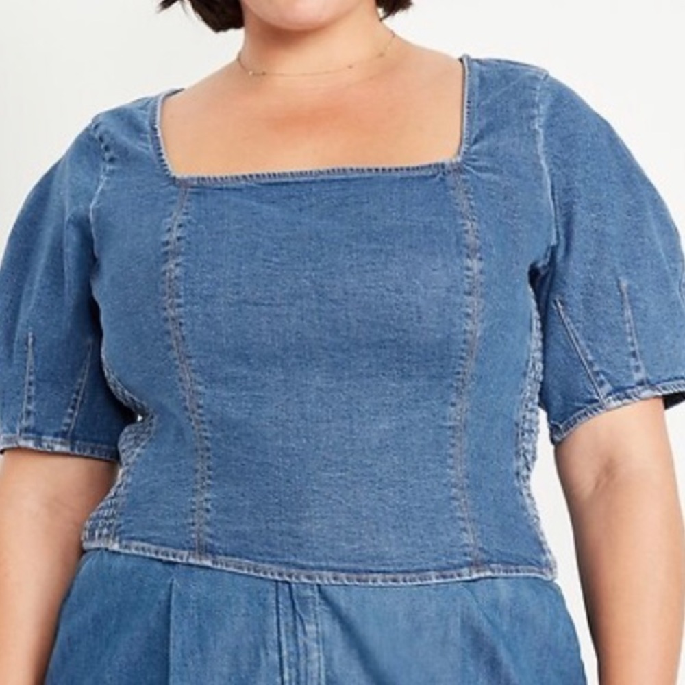 Old Navy Square Neckline Dark Denim Crop Top - Picture 10 of 10